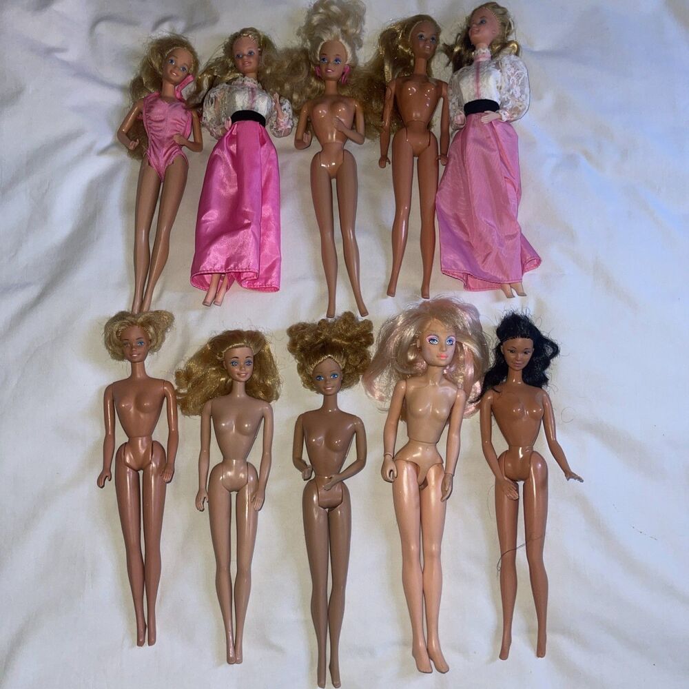 VTG Barbie 80s 90s Lot Angel Face Magic Curl Sun Gold 10 Dolls Jem TLC